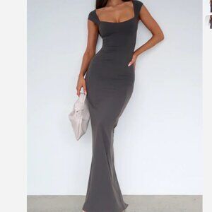 NWT White Fox Boutique Wish I Knew Maxi Dress Charcoal Size Medium